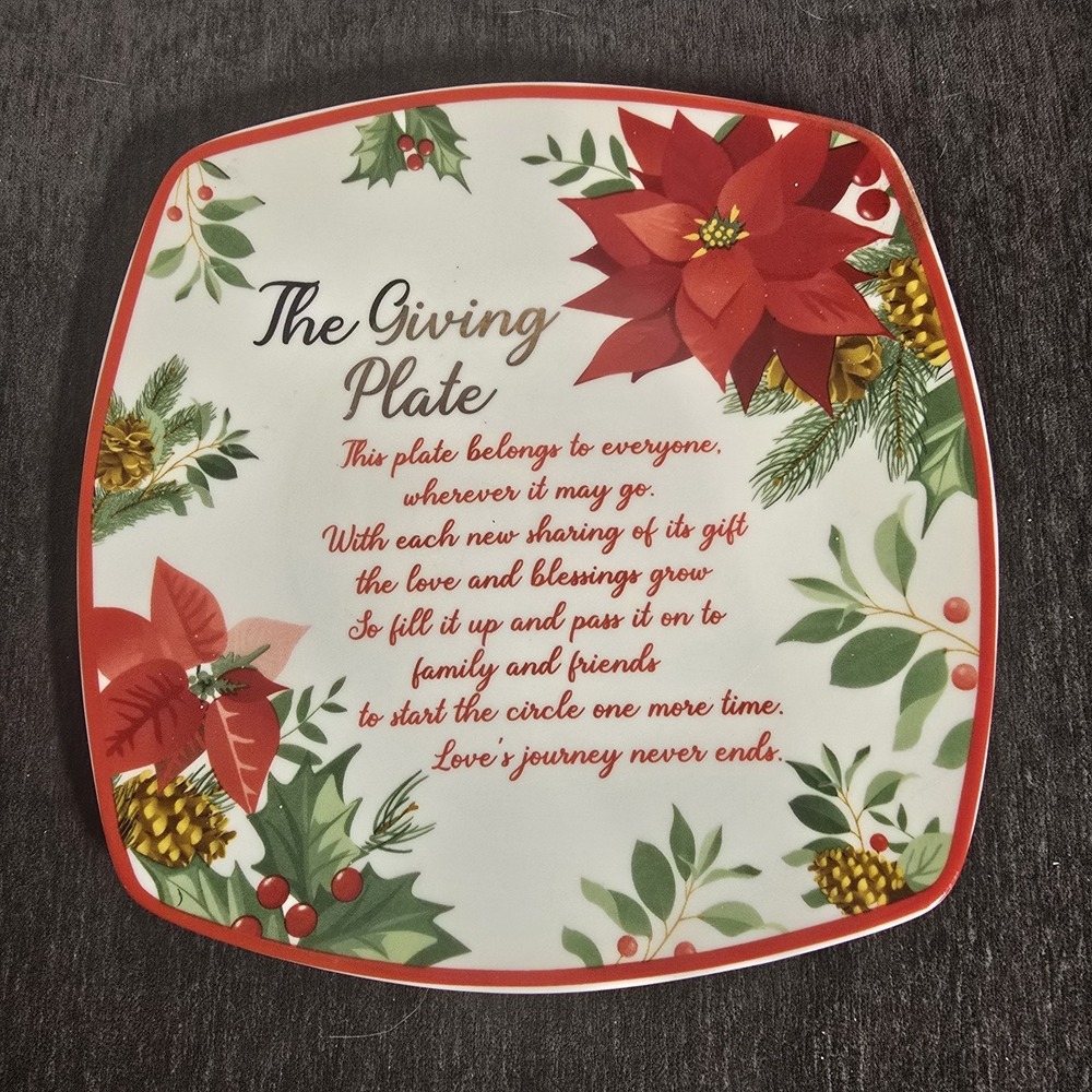 Global Design Connections The Giving Plate Square Poinsettias 9.5 In x 9.5 in